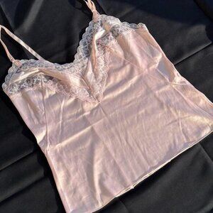 Vintage Light Pastel Pink Lace Cami Top Babydoll Lingerie - small